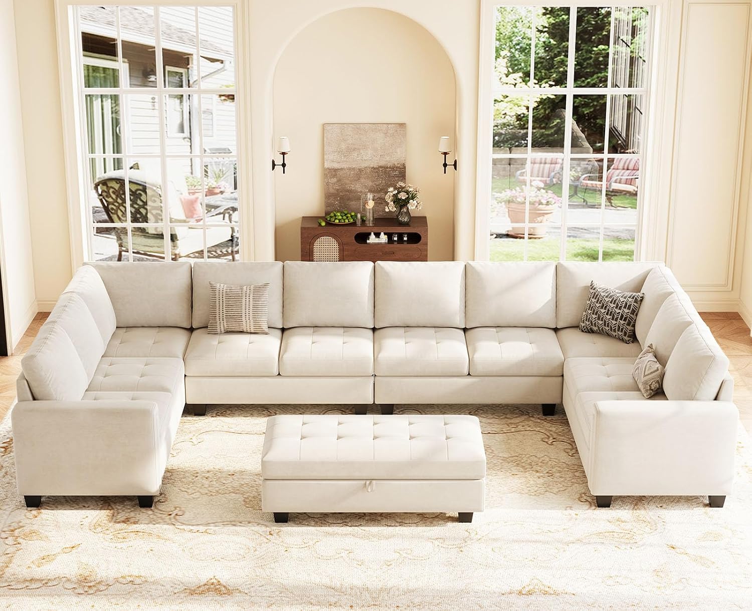Amazon.com: Belffin Oversized Velvet U Shaped Sectional Sofa Set ...