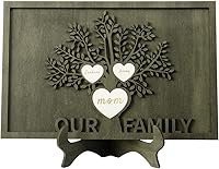 Vista 18 de Joyforisa Regalos para mamá y abuela, marco personalizado del árbol de la vida con corazones y nombres, marco de árbol familiar de madera