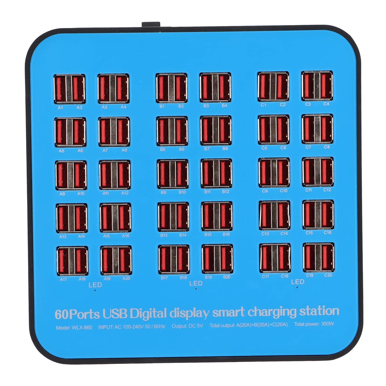 Estación de Carga Rápida USB de 60 Puertos con Chip Inteligente, Protección contra Sobretensiones y Compatibilidad Global para Múltiples Dispositivos, Adecuada para Hoteles,