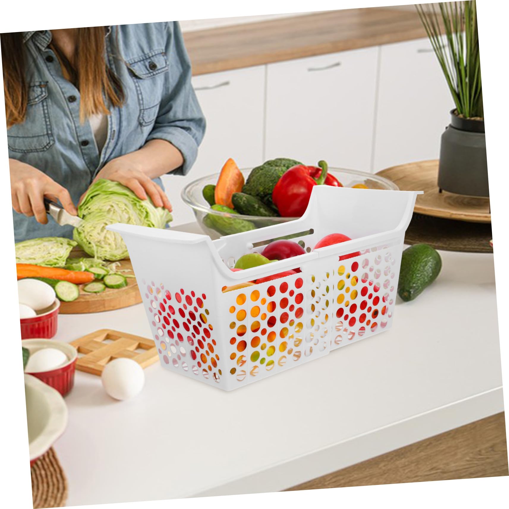 Cesta Extensible para Congelador Horizontal Ajustable con Drenaje Organizador Resistente para Almacenamiento Congeladores y Refrigeradores Multifuncional para Cocina