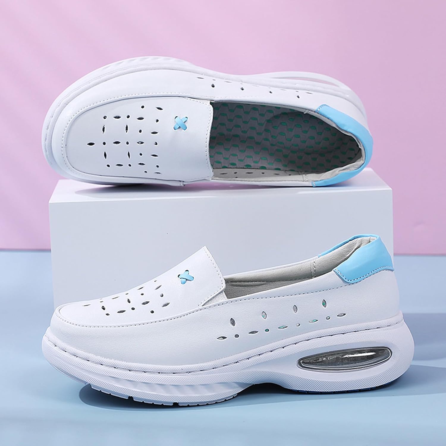 FLIOZY Nurse Shoes Womens Lightweight Slip on Walking Shoes Comfortable Flat Shoes for Healthcare and Food Service
