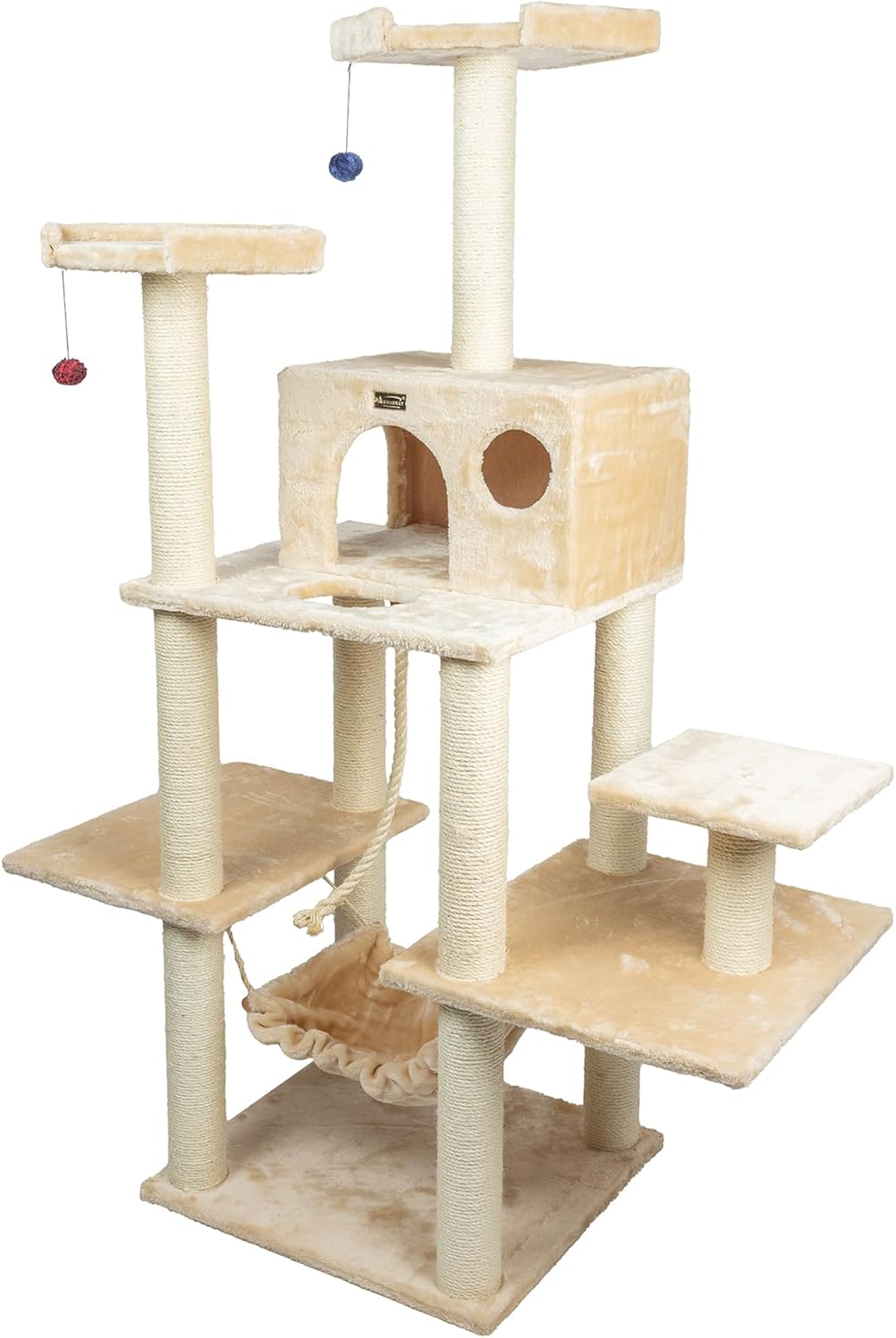 Armarkat A7202 72-Inch Real Wood Cat Tree, Beige,53 inches L X22 inches W X 72 inches H