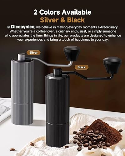 Miniatura 9 de Molinillo de café manual, molinillo de café de mano con 30 ajustes ajustables, fresas cónicas de espresso de acero inoxidable CNC 420, diseño