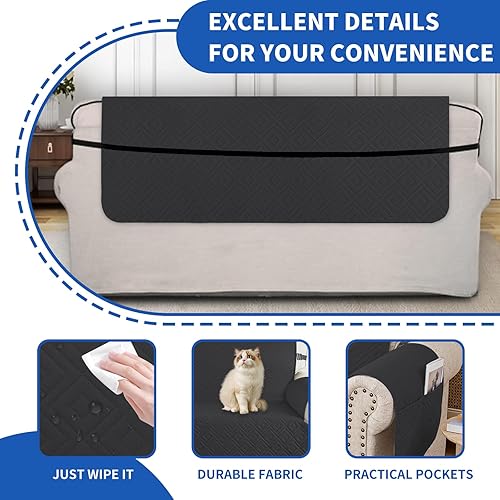 Miniatura 5 de XINEAGE Funda de sofá 100% impermeable para mascotas, funda de sofá antideslizante lavable, fundas de sofá para 3 cojines, protector de muebles con