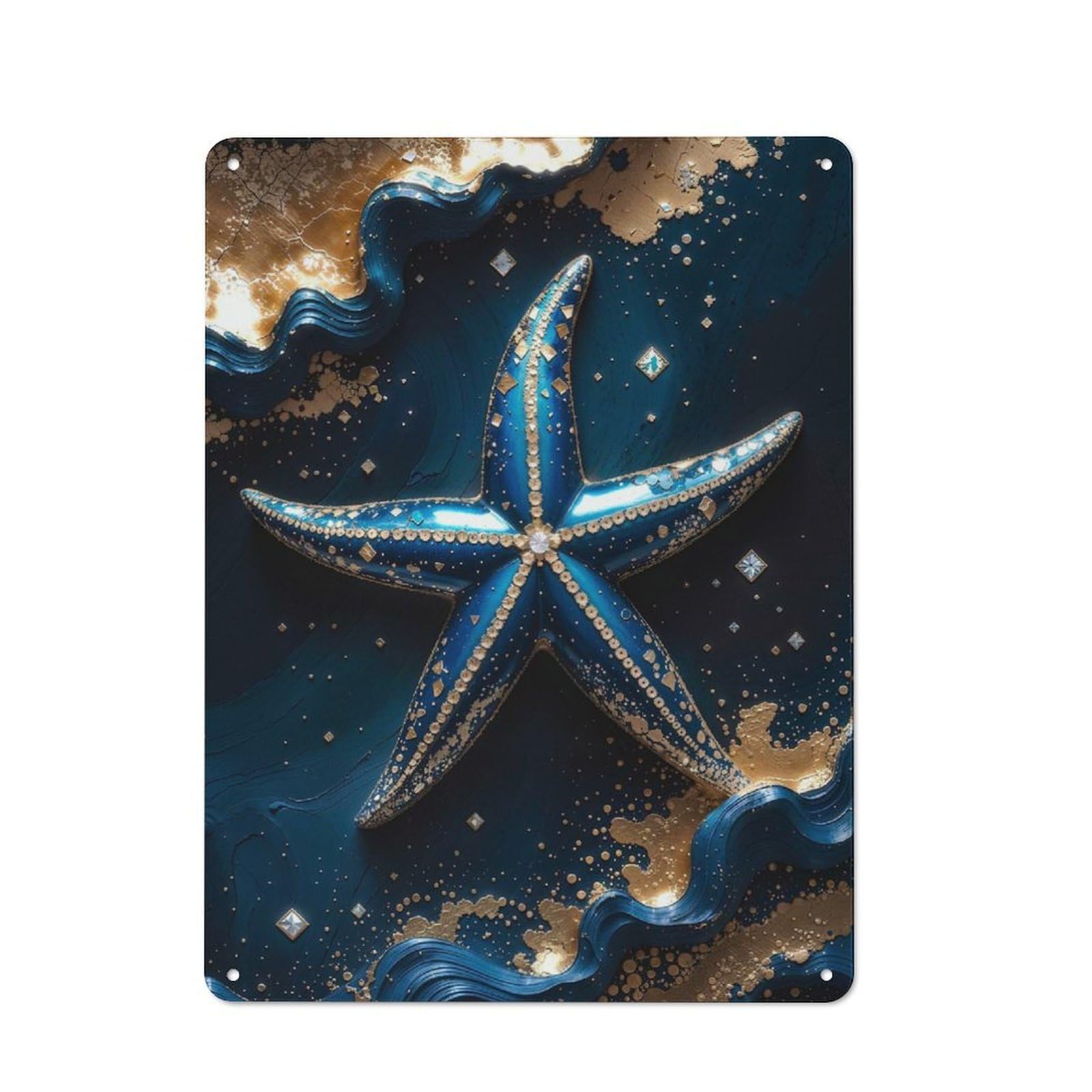 Junmoney Starfish Kintsugi Art Retro Tin Sign 40X30cm For Bar Or Restaurant, For Collectors Of Retro Metal Wall Decor