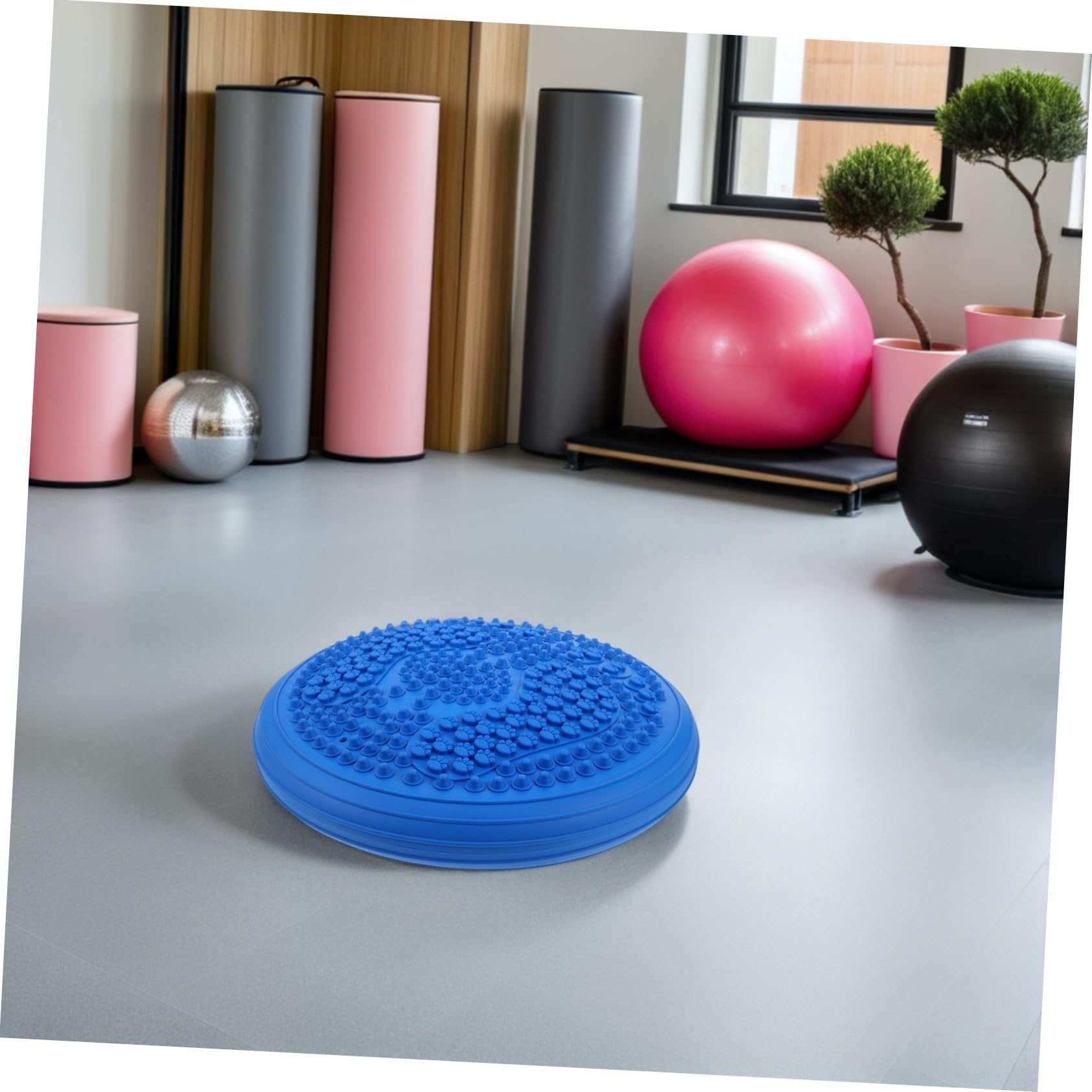 YARNOW Coussin Déquilibre Gonflable Rond avec Pompe Tapis de Yoga Épais Antidérapant pour Massage Plantaire Stabilité et Posture Améliorées Portable pour Gym à et Extérieur