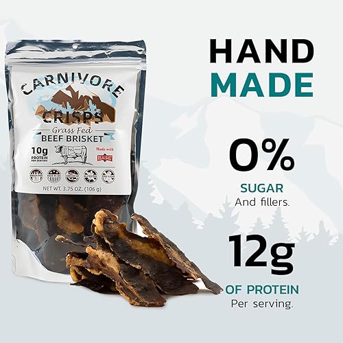 Miniatura 6 de Carnivore Crisps pechuga de ternera, (3) bolsa de 1.5 onzas, 0.35oz de proteínas por porción, hecha con sal real de Redmond, aprobada por dieta