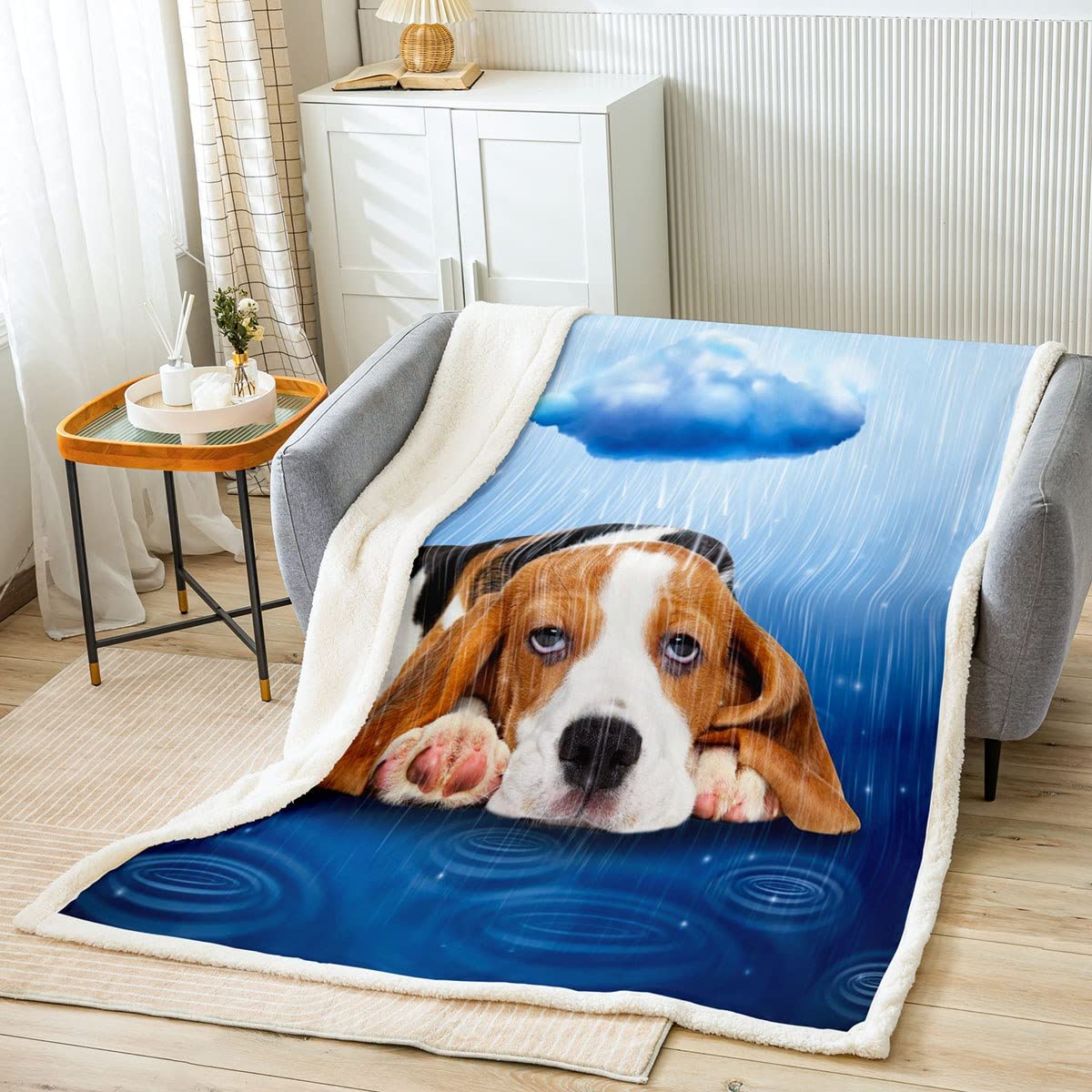 Manta de forro polar para perro, para cama, sofá, manta de felpa para perro, manta de sherpa 3D, patrón de perro, manta cálida y difusa, tamaño King, 87 x 94 pulgadas