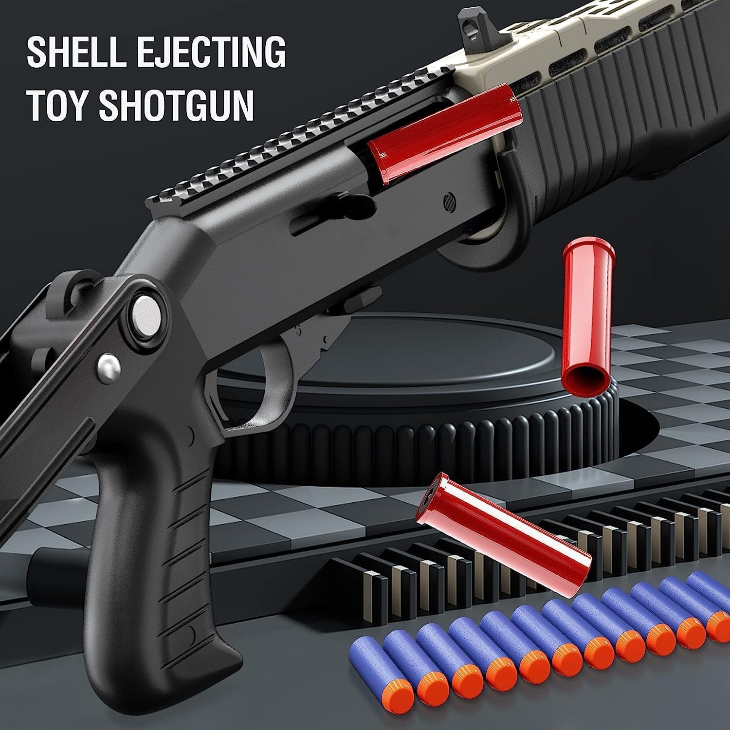 SPAS-12 Style Shell Ejecting Foam Blaster Toy Gun, Pump Action Toy Shotgun with Soft EVA Darts for Boys, Ideal for Indoor Outdoor Shooting Game or Role Play, Soft Bullet Toy Gun for Kids