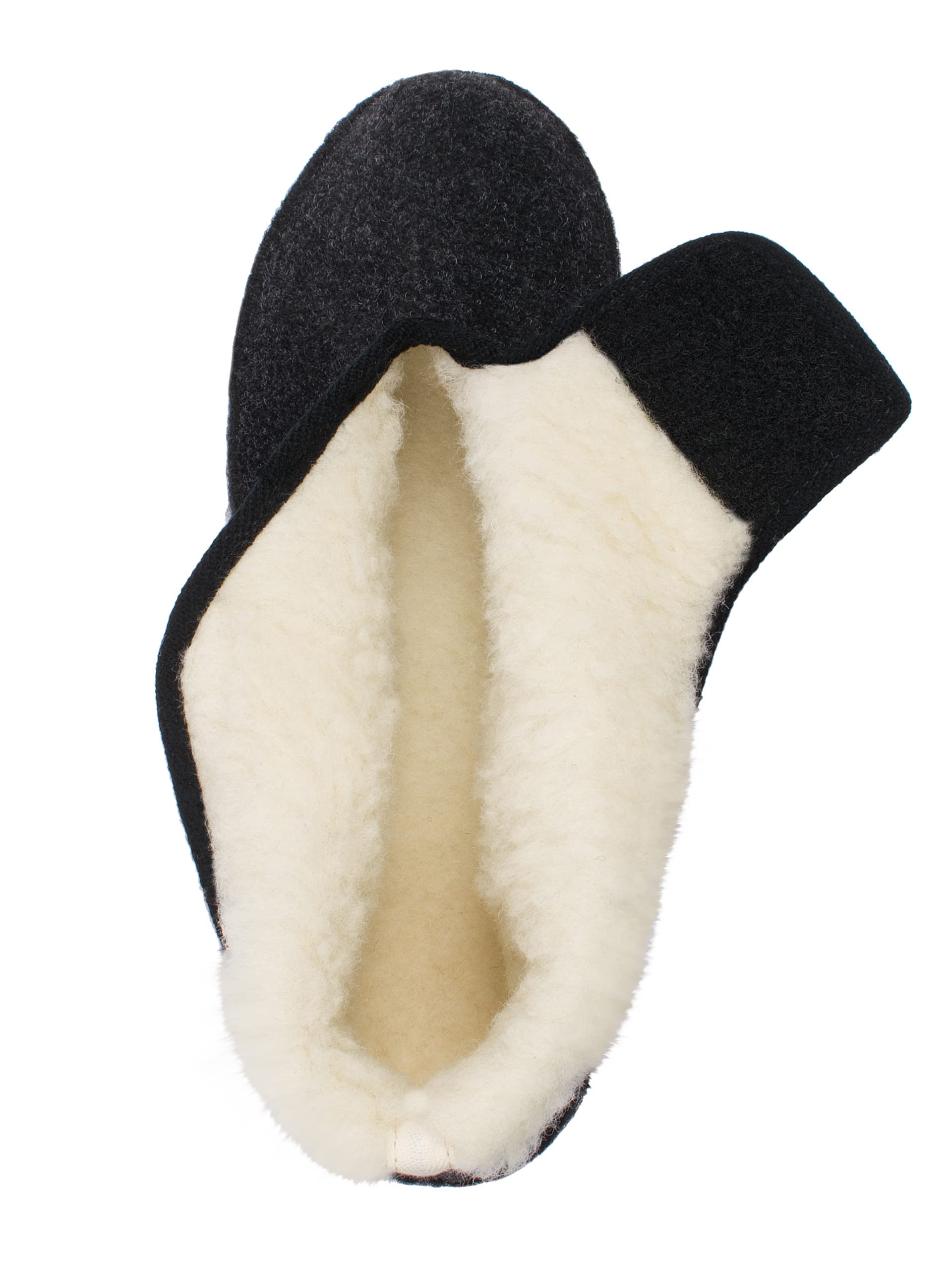 SCHAWOS Herren Gefütterter Filz Hausstiefel 6060, Warmer Winter Hausschuh Mit Schurwoll-Futter, Feste Rutschhemmende Sohle, Anatomisch Geformtes Fußbett, Großer Klettverschluss, Komfort Für Zuhause