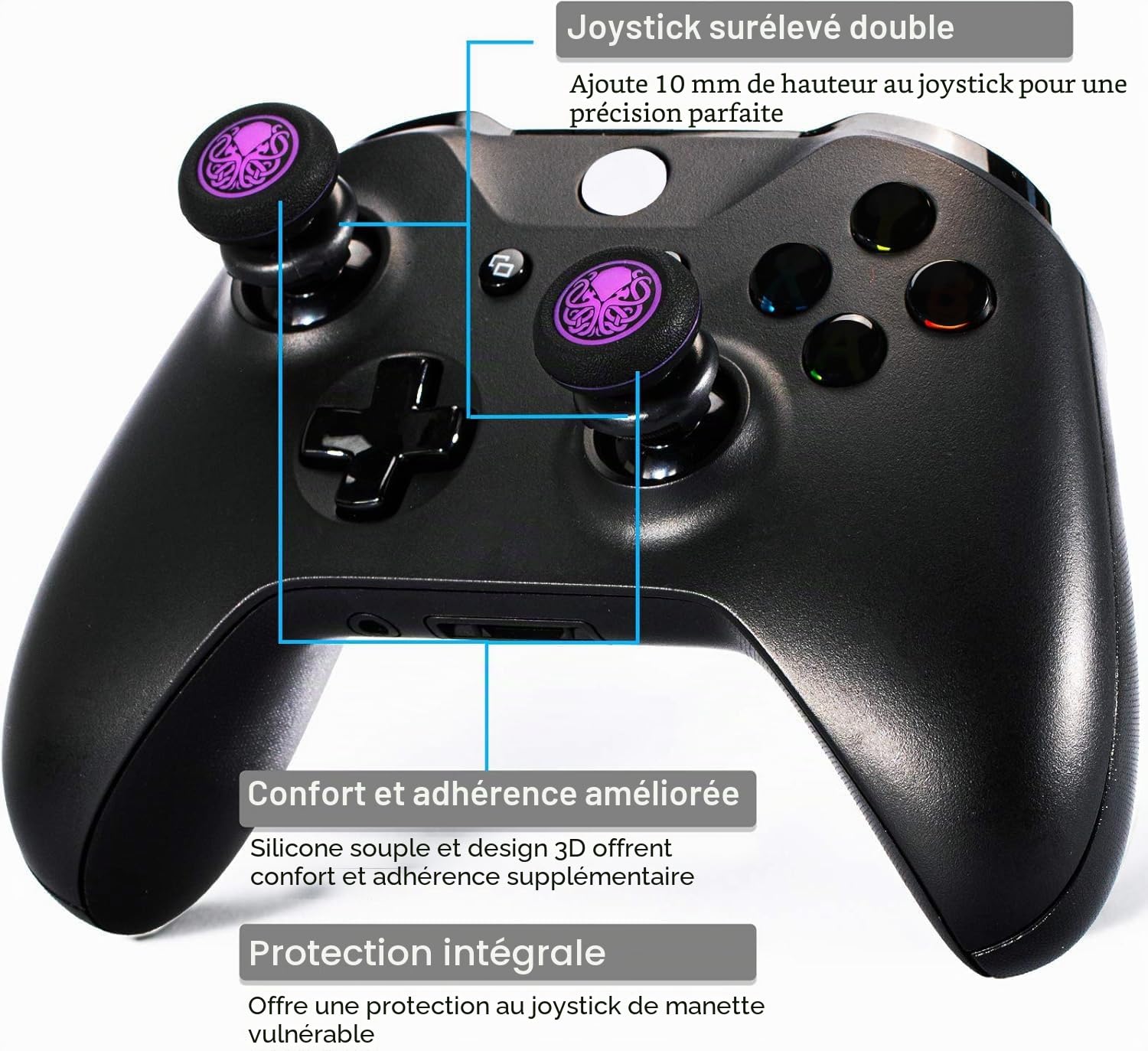 FPS Bâton Prises de Pouce Thumbstick Grip et Prolongateur Impression Caoutchouc Silicone Poignée Couvrir 2 ensembles pour Manette Xbox Series X/S et Xbox One (Secret De Cthulhu)