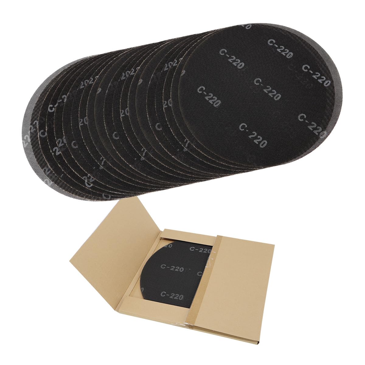 HUAALIUCHE 17" Sanding Screen Discs - Mesh Floor Sanding Screen - Black Silicon Carbide - for Wood Floors (20 Pack, 220 Grit)