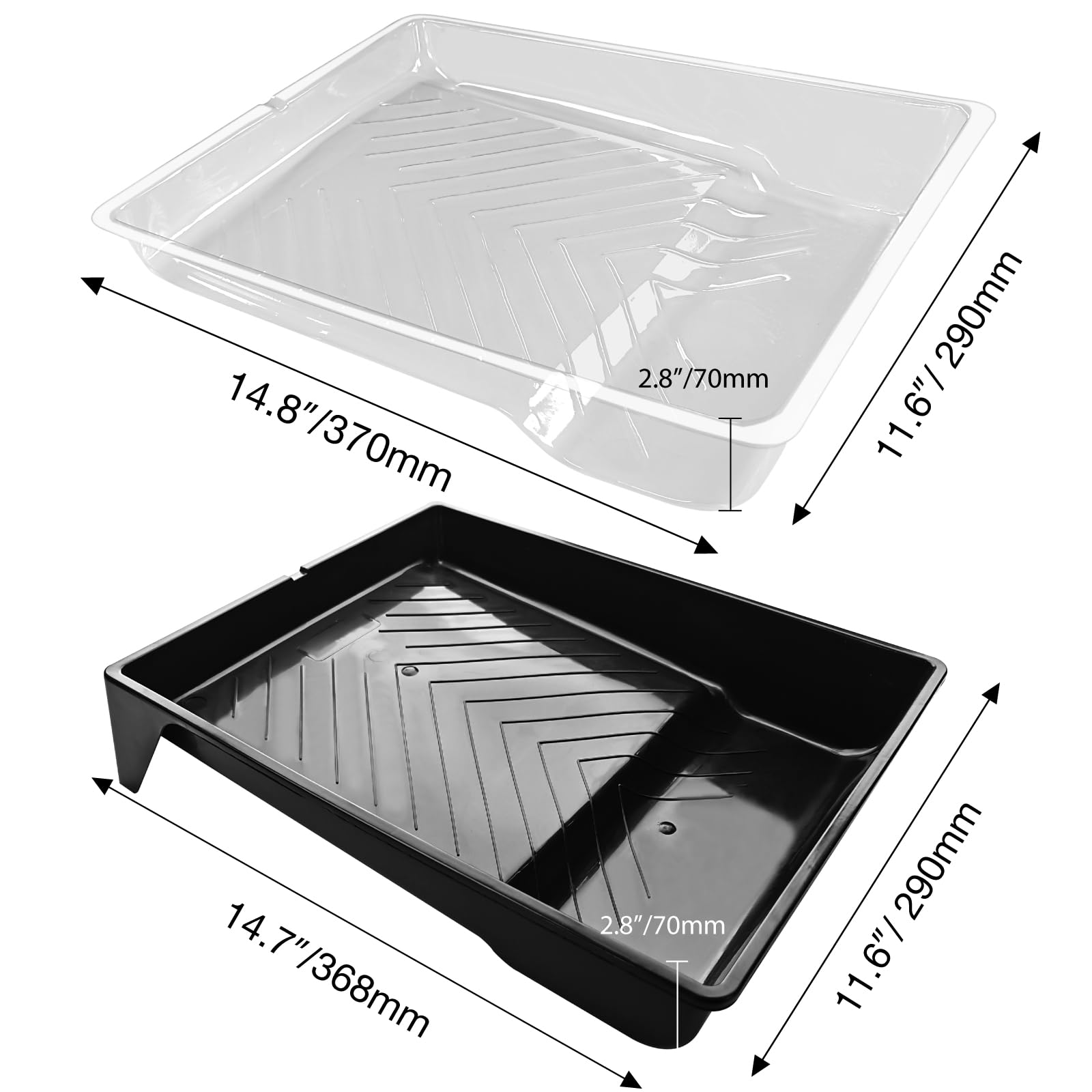 Great Andrew - Confezione da 4 vassoi di vernice da 22,9 cm, 2 vassoi in plastica robusta con 2 vassoi usa e getta, vassoi per rullo di vernice, per progetti di pittura fai da te, pareti, mobili