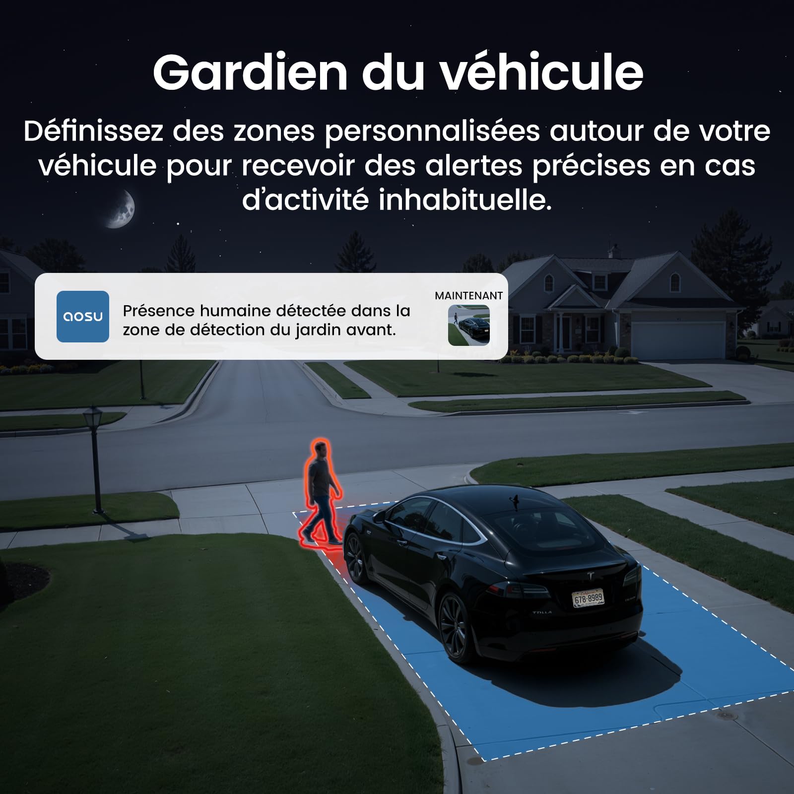 aosu 4K 8MP Caméra Surveillance WiFi Extérieure sans Fil,Camera Exterieur Solaire 360° PTZ, Suivi Automatique, Détection PIR,Vision Nocturne Couleur, Stockage Local, Alarme Sonore & Lumineuse