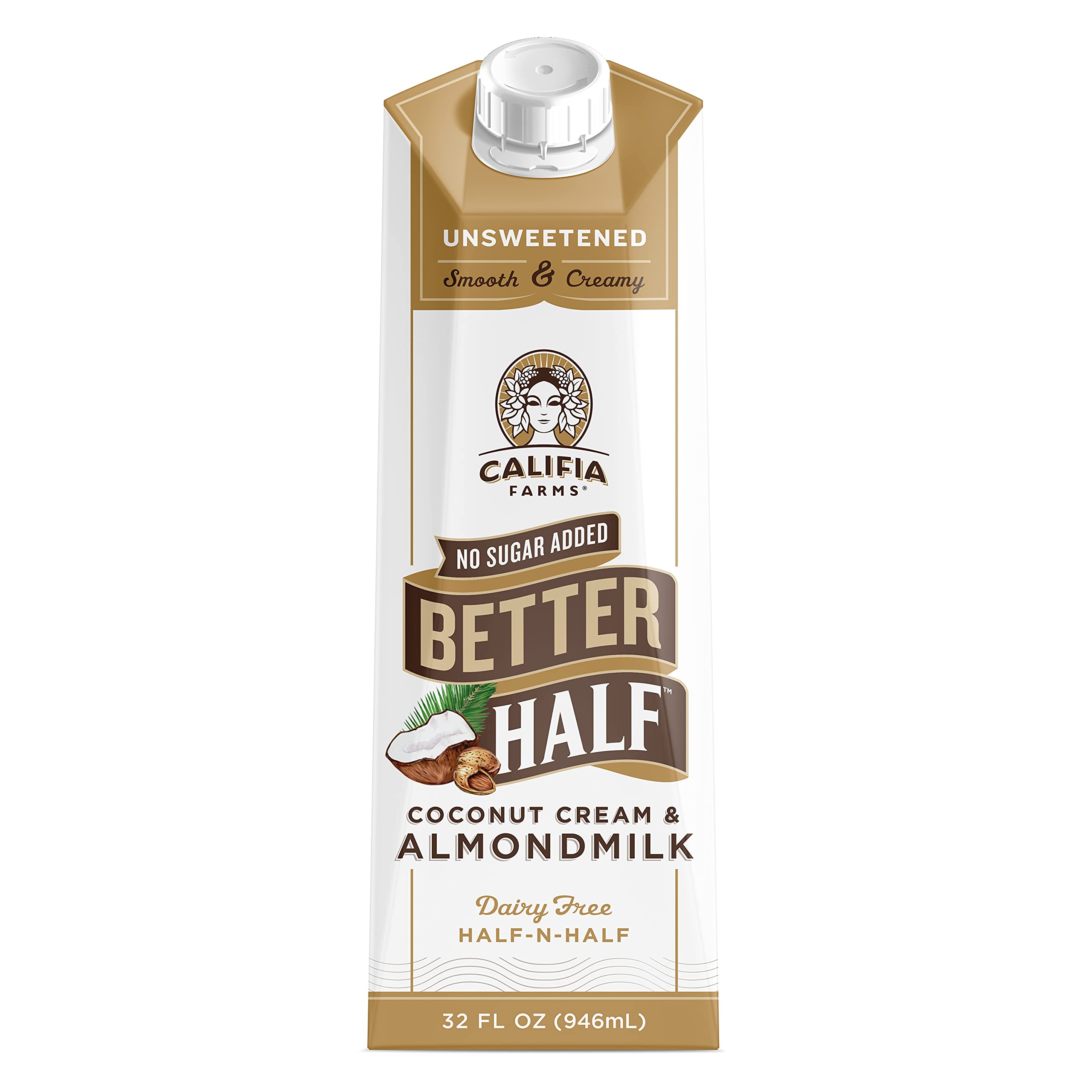 Califia Farms Unsweetened Better Half Coffee Creamer, 32 Oz Half
