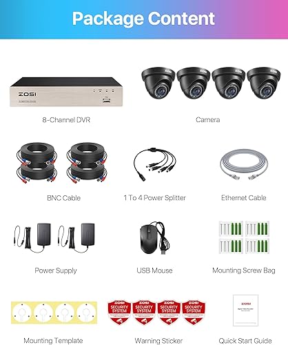 Miniatura 8 de ZOSI - Sistema de cámaras de seguridad para el hogar de 1080p, 5MP, Lite H.265+, 8 canales, 1080P CCTV DVR y 4 cámaras de vigilancia resistentes a