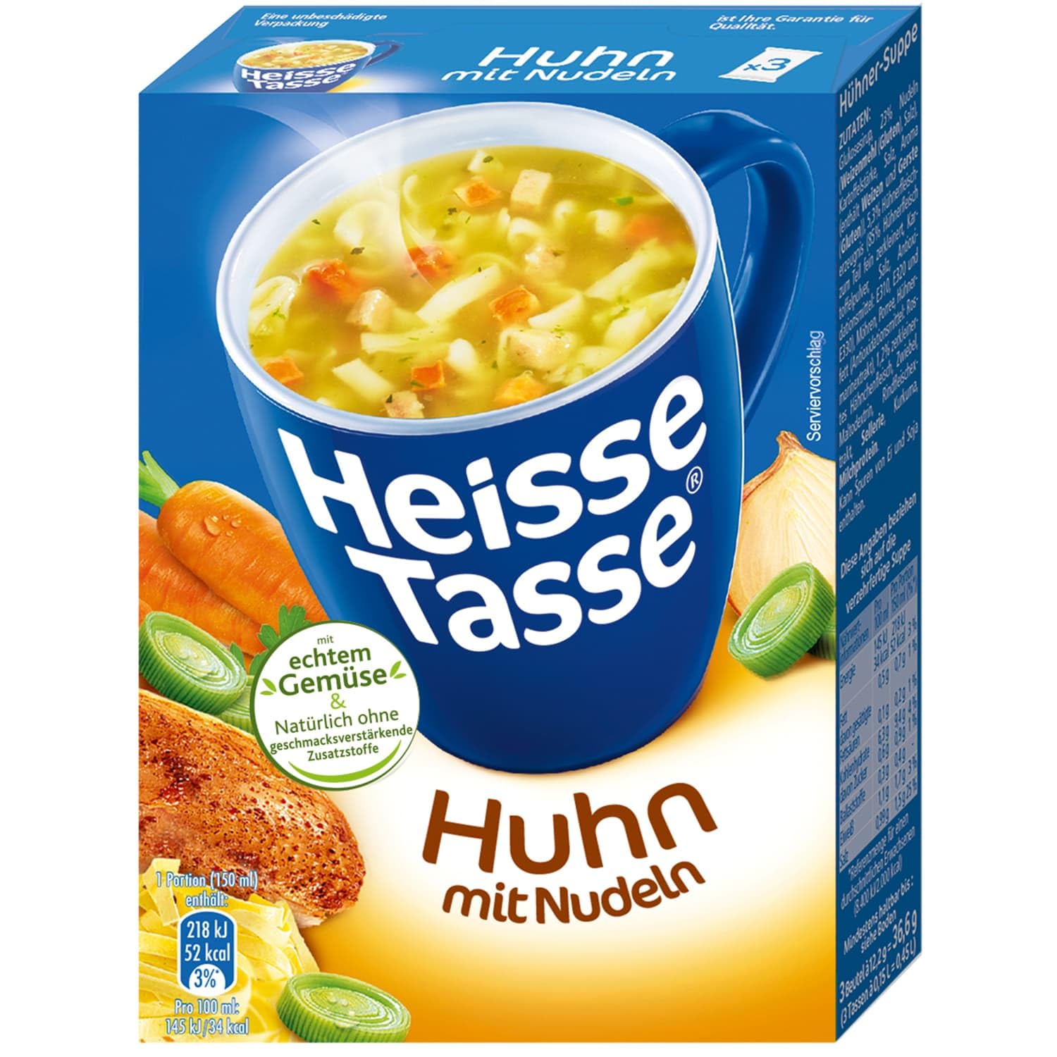 Heisse Tasse Huhn - In nur 2 Minuten fertig – Einfach heißes Wasser hinzufügen – Der perfekte Suppen-Snack