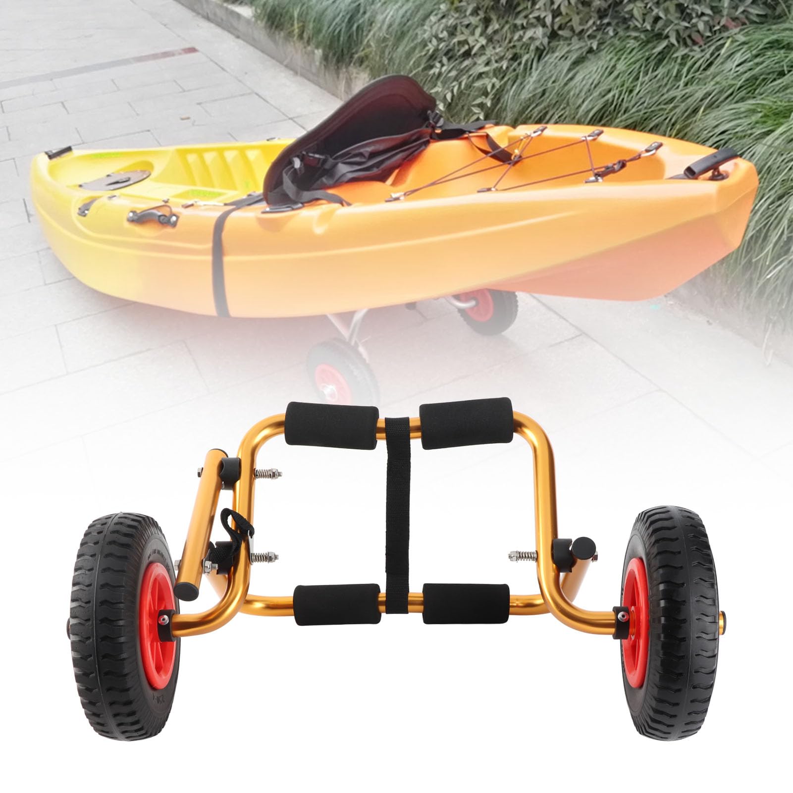 Kajakkorb Werkzeug, Tragbare Faltbare einfache Montage Aluminium Kajakwagen mit Großen Starken Pu 8 ' Reifen, Solide Kick-stand, 12 Meter