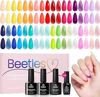 Beetles Fall Gel Polish Set, 36 Colors Jelly Solid Glitter Gel | Jelly Pink Milky White Yellow Purple Green Gel Shades Create Classic Natural Looks for Uv Led Manicures