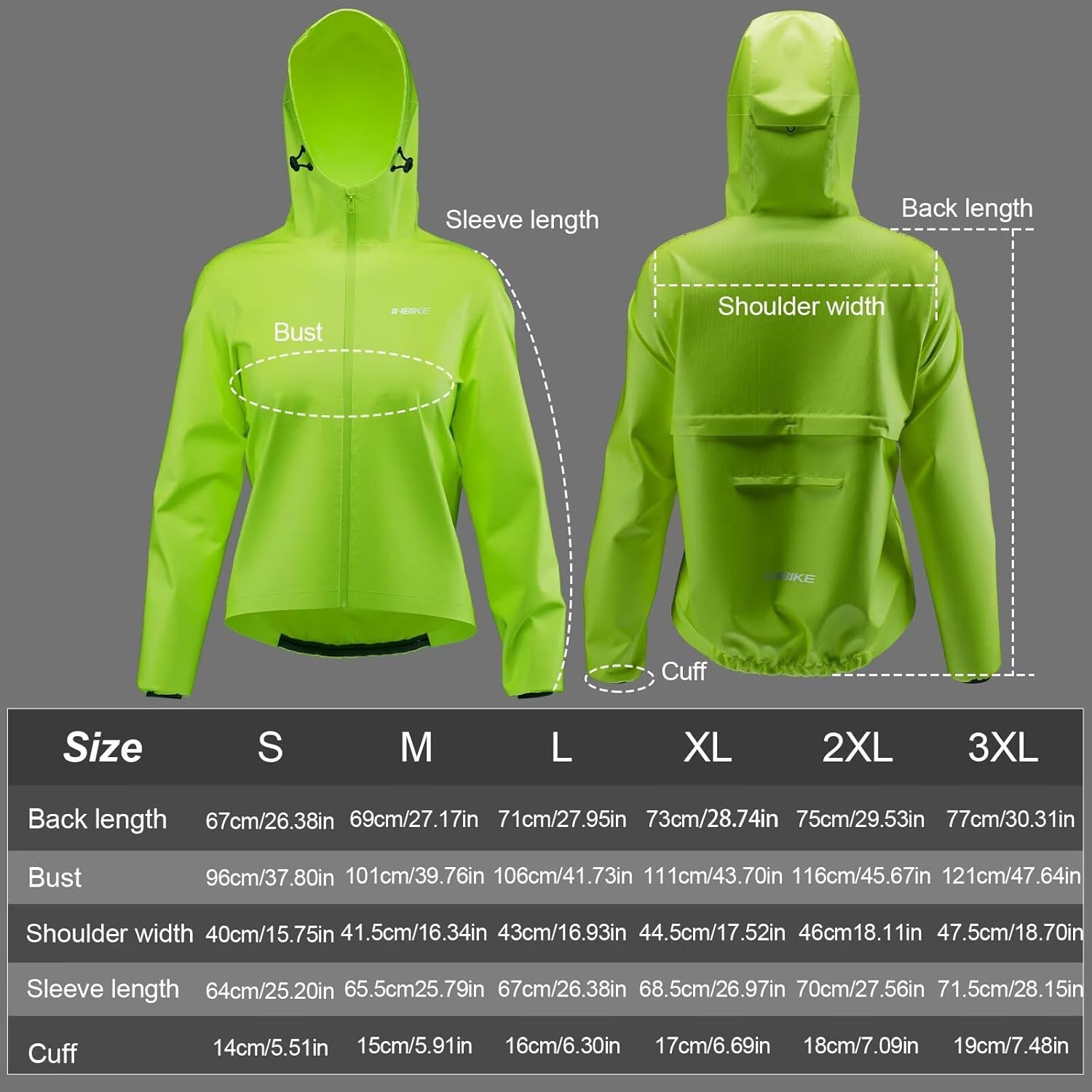 INBIKE Womens Cycling Rain Jackets Waterproof Windbreaker Lightweight Windproof Reflective Running Jacket Packable Hooded - Image 8