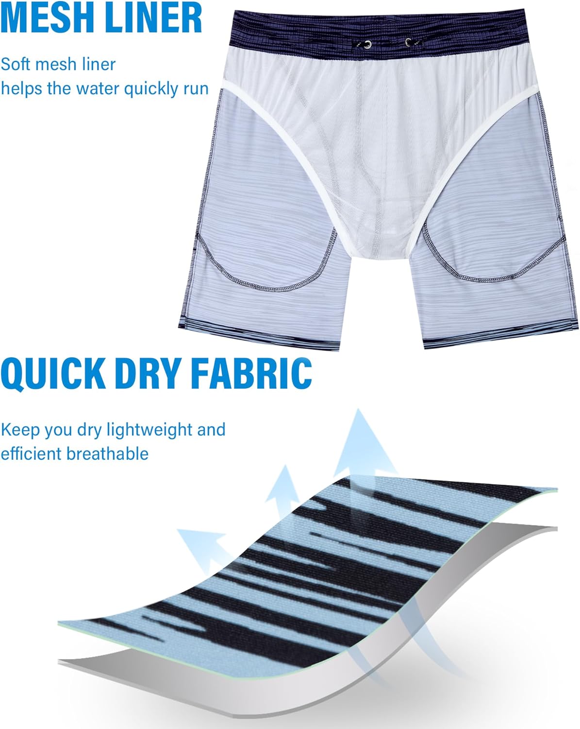 7inch Mens Swim Trunks: with Mesh Liner Pockets Drawstring Quick Dry Stretch Lined Funny Beach Swimming Pool Surf - Image 5