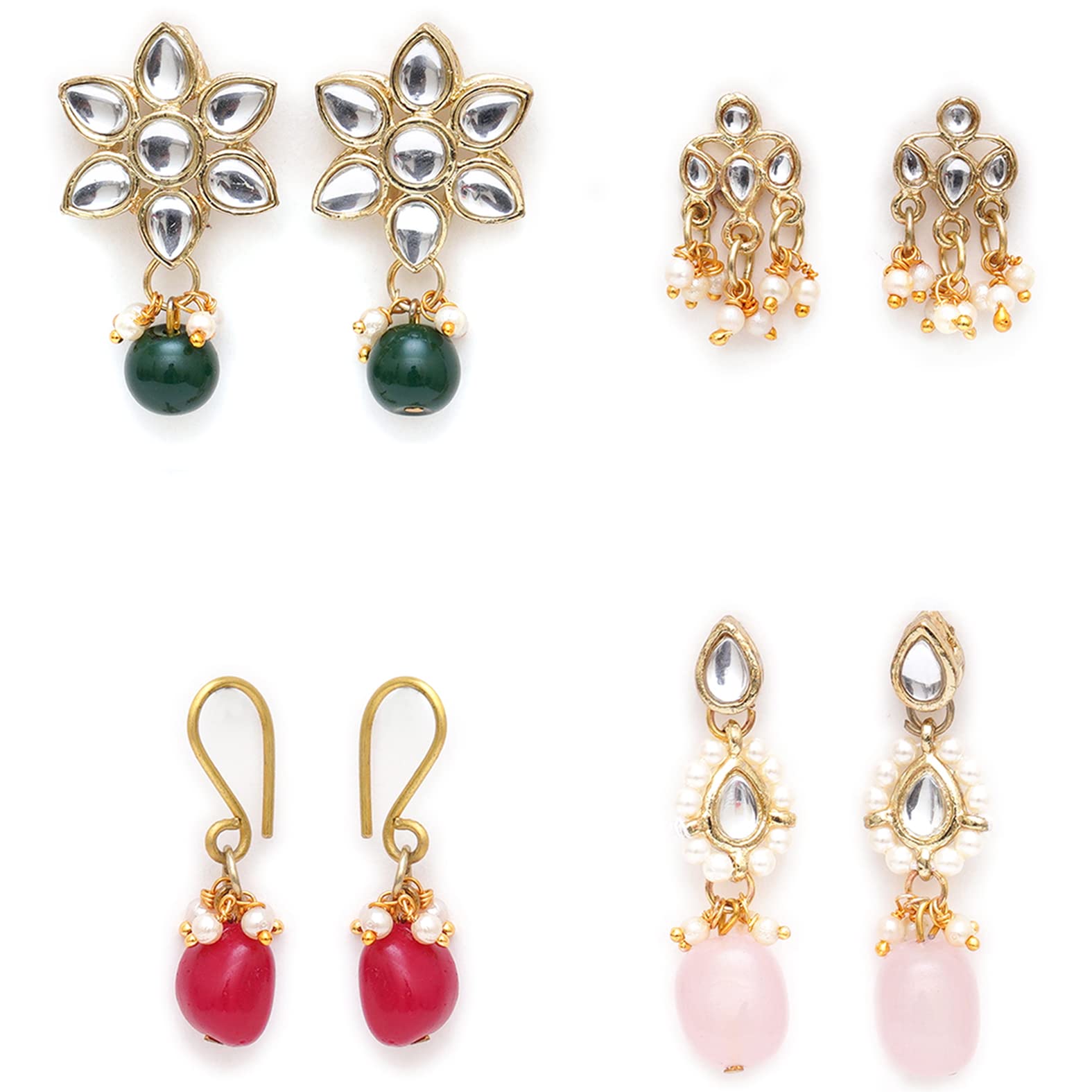Karatcart Set of 4 Handcrafted Kundan Earrings Combo for Women (33010364) (B0BFRQHQJ2) Amazon Price History, Amazon Price Tracker