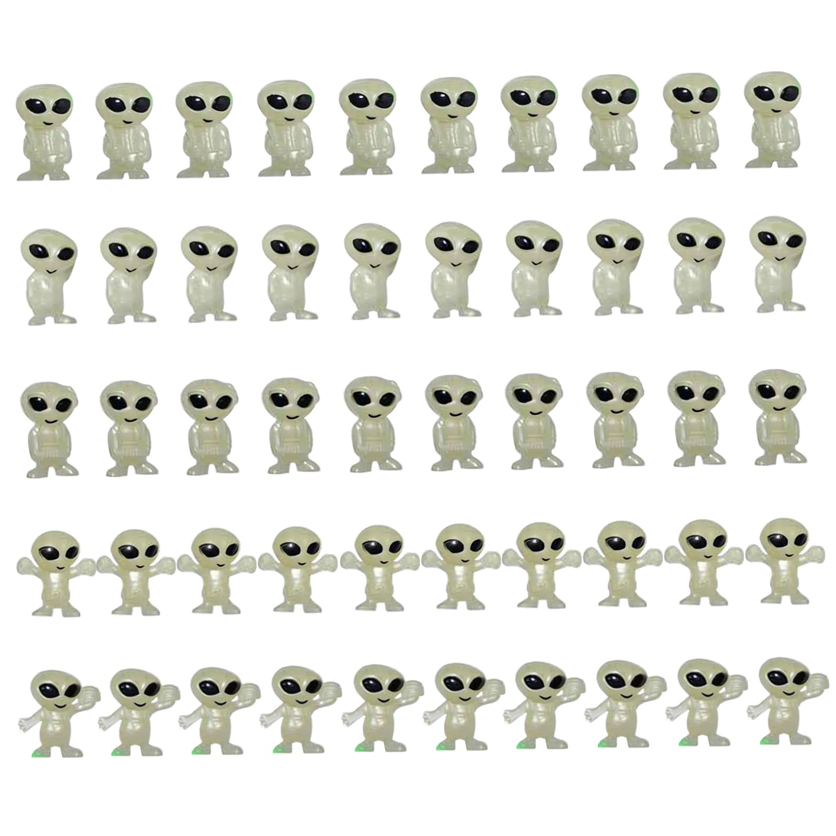 NASSMOSSE 50Pcs Mini Alien Figures, Tiny Glow in the Dark Alien Figurine for Kids Small Halloween Toys for Party Favors