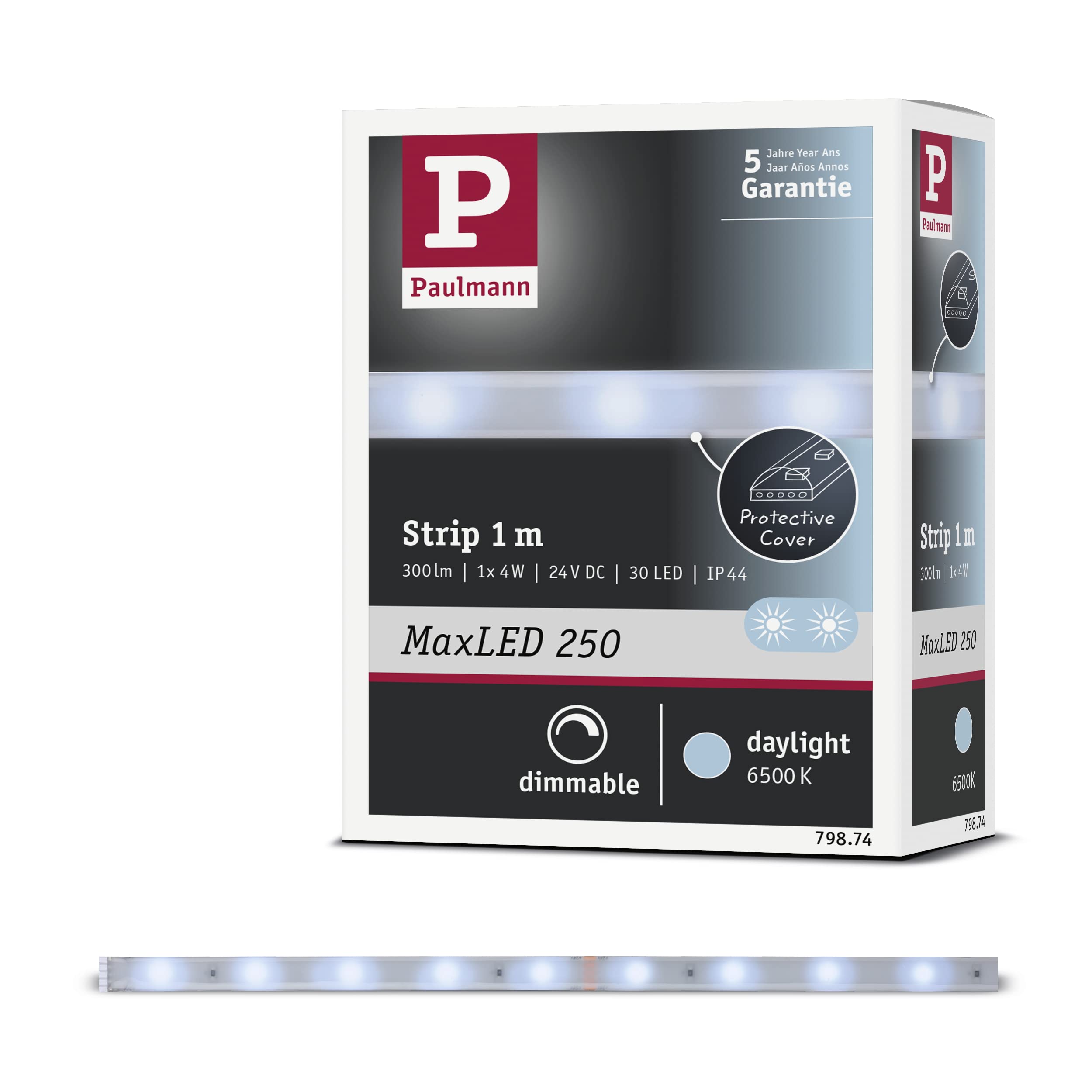 Paulmann 79874 MaxLED 250 LED Strip 1m Daylight IP44 Protect Cover incl. 1x4-watt Strip Lighting Strip 6500 K