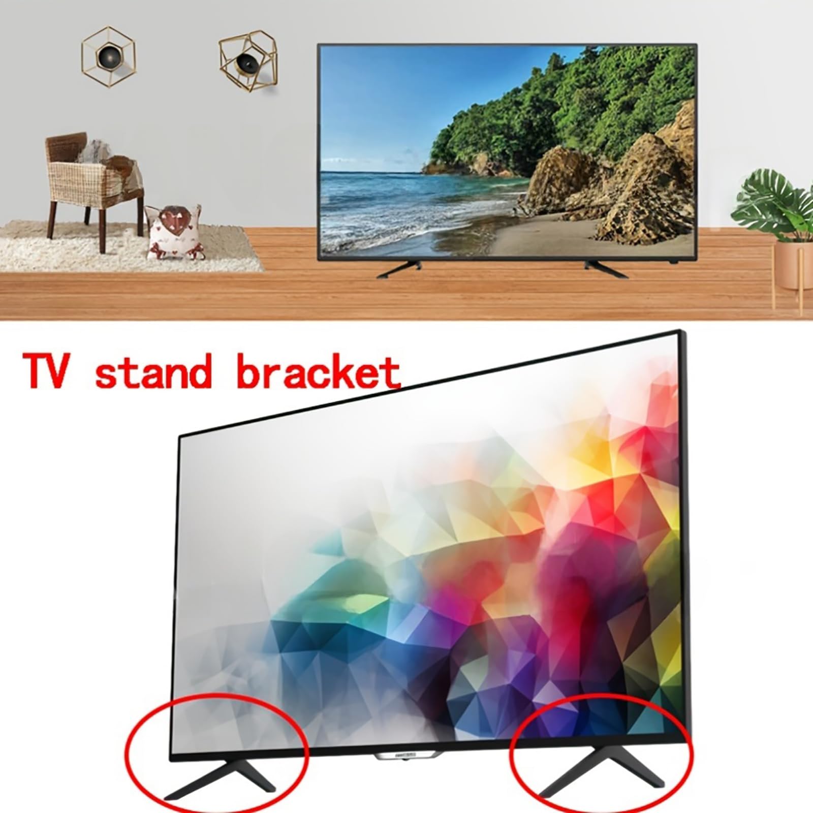 Patas universales para TV de 65.62 a 85.3 pulgadas, 2 patas de repuesto para TV con tornillos, soportes de montaje de plástico fáciles de instalar, soporte de base de mesa negro (ajuste de