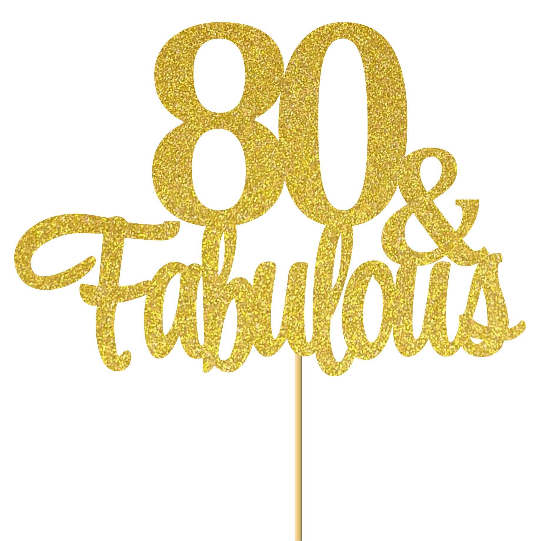 Gold Glitter 60th Birthday Cake Topper - "60 & Fabulous" -10