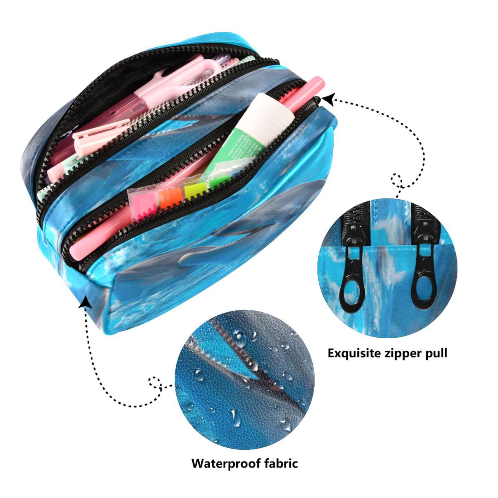 Federmäppchen Mit Delfin-Motiv – Große Kapazität, Mikrofaserleder, Für Schule & Make-up