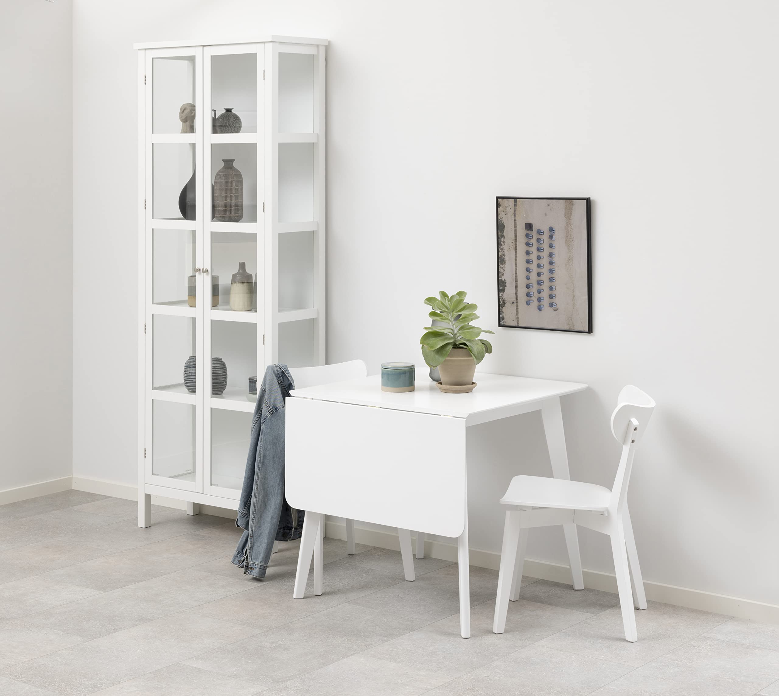 AC Design Furniture Roxanne Esstisch für 4 Personen in Weiß, Ausziehbarer Küchentisch Weiß, Moderner Retro Stil für Esszimmer, Esstisch Eckig, B: 80/120 x H: 76 x T: 80 cm