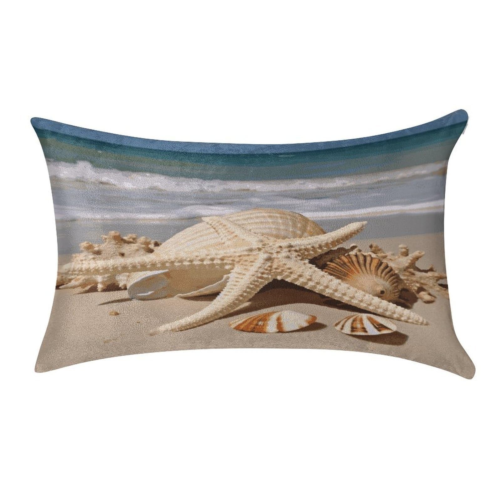 FekiLoot Large Seashell Starfish Pillow Covers Luxury Velvet Oblong Pillowcases Rectangular Throw Pillows Case Decorative Velvet Cushion Covers Ultra Soft Lumbar Pillow Shells 12 X 20 in