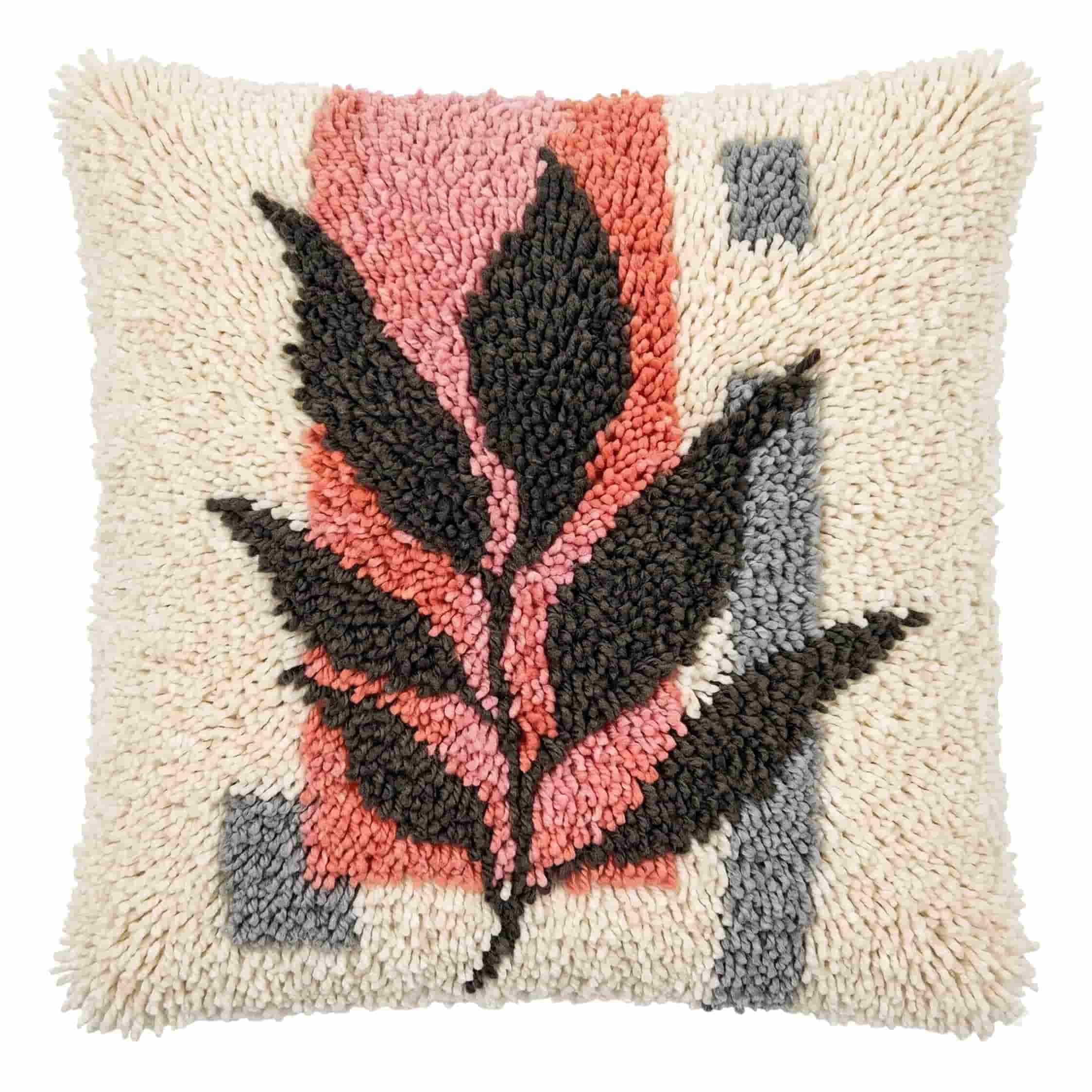 AxiangziK Latch Hook DIY Pillow Kit,Leaf Cushion Cover 43X43Cm