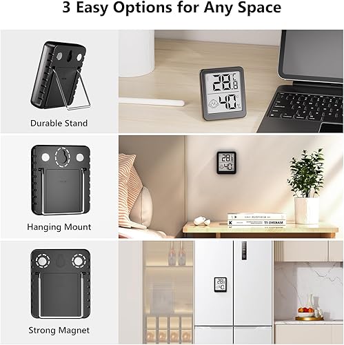 Miniatura 5 de Higrómetro digital para interiores, actualización rápida, indicador de comodidad grande, medidor de temperatura ambiente y humedad para el hogar,