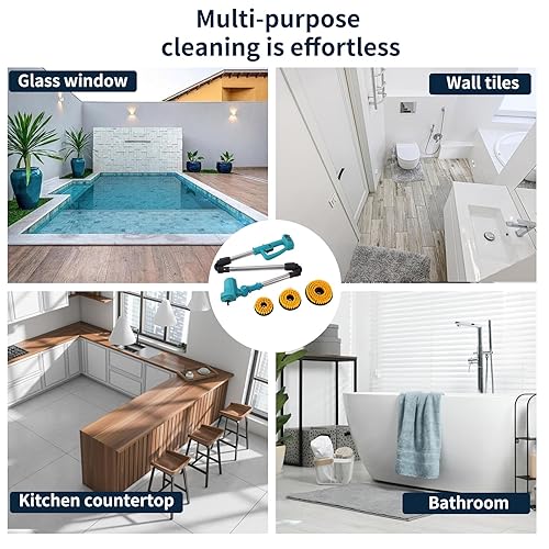 Miniatura 7 de Limpiador giratorio eléctrico extra largo plegable compatible con batería Makita de 18 V (solo herramienta), limpiador giratorio recargable