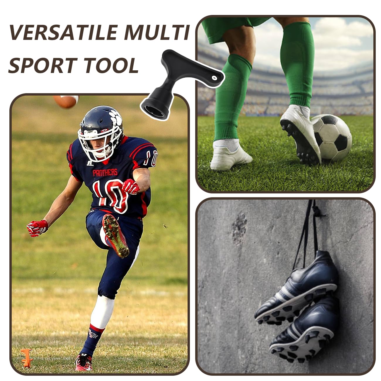 Chiave a perno per scarpe da calcio, chiave a perno per scarpe da calcio, chiave a perno da rugby, strumento di ricambio in acciaio per calcio e rugby (nero)