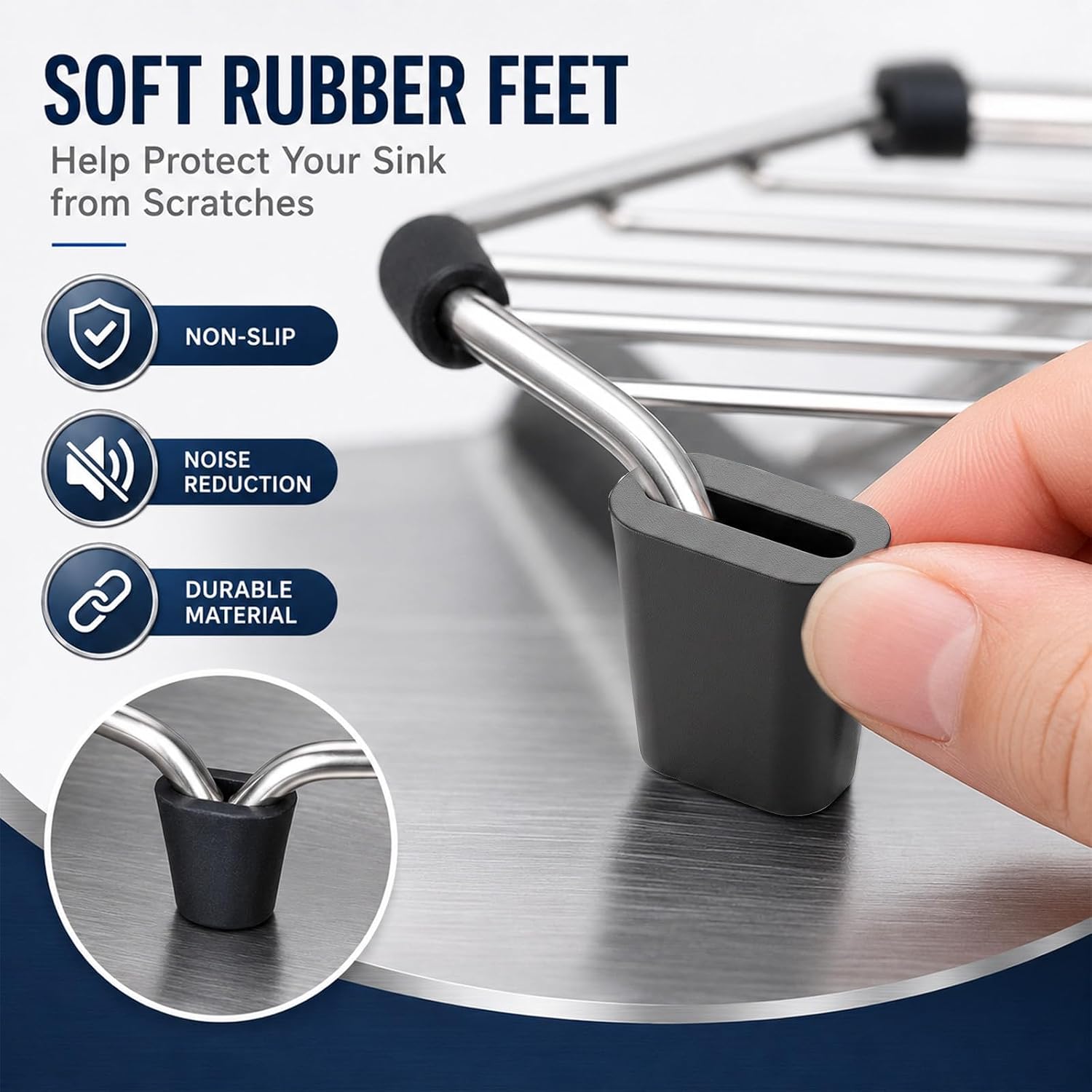 Susade40PCS Kitchen Sink Rack Wire Protective Feet Rubber Feet for SinkGrid
