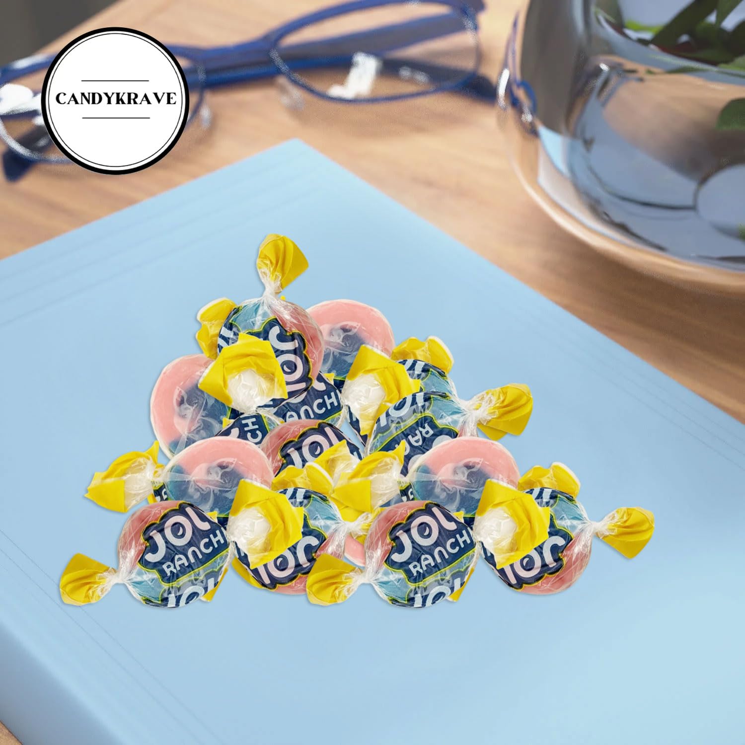 Jollie Ranchers 2 in 1 Blue Raspberry & Watermelon Hard Candy Pack - Delicious Fruity Flavors - Individually Wrapped Mini Candies for Halloween, Thanksgiving, Birthdays, Gender Reveal & Pantry (1 lbs)