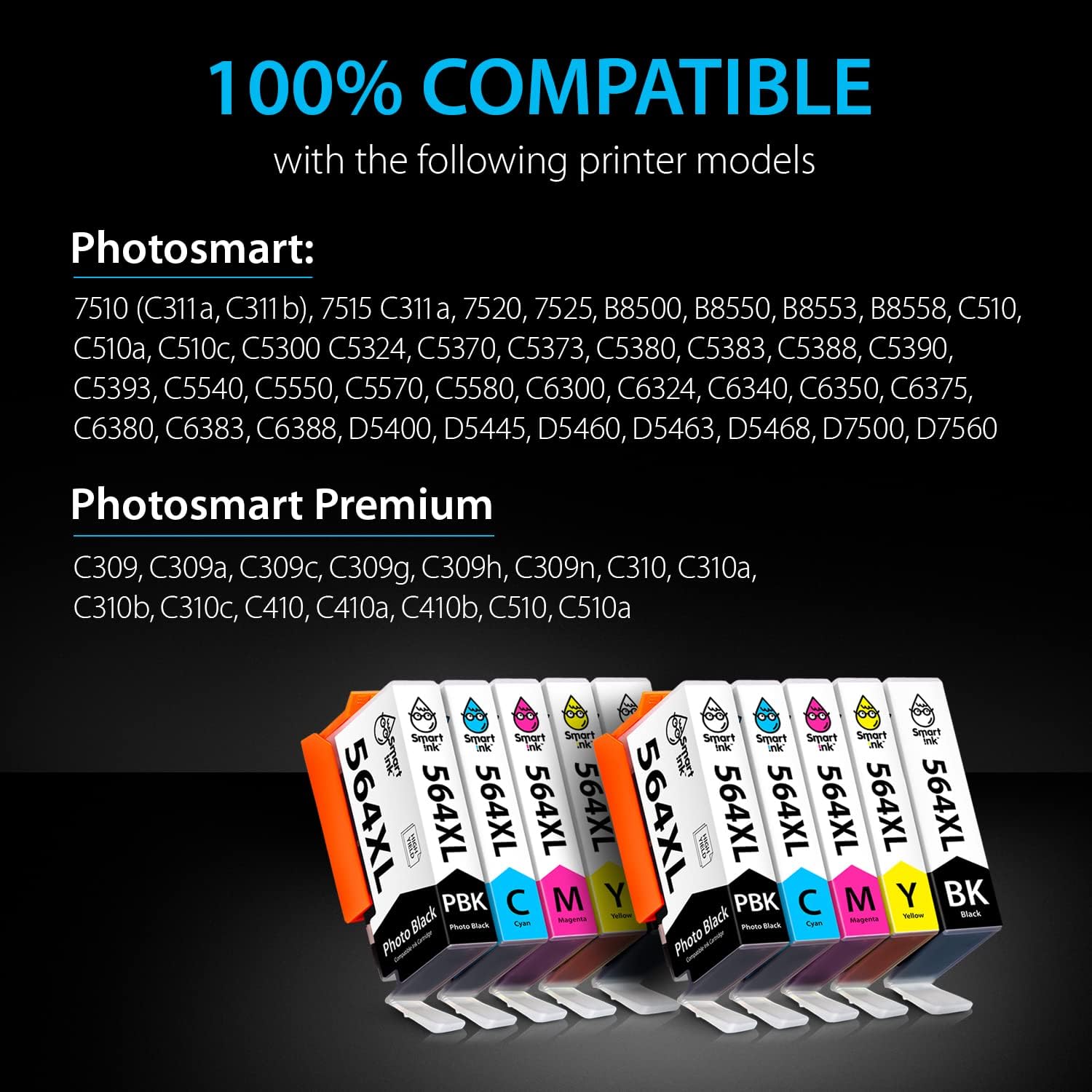 Discount 80% Smart Ink Compatible Ink Cartridge Replacement for HP 564XL 564 XL (2BK,PBK,Cyan,Magenta,Yellow, 10-Pack Combo) Photosmart 5510 5520 5525 6510 6520 7525 Officejet 4620 Deskjet 3520 3522 C311a C309a