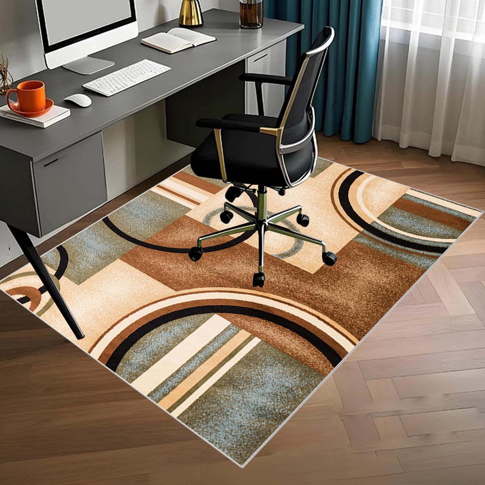 Tapis Protège-Sol pour Chaise, Tapis Chaise de Bureau Tapis de Protection de Sol Gaming Antidérapant Tapis de Sol Bureau Tissu, Protège Parquet Fauteuil à roulette, Facile à Nettoyer 90 x 140 cm