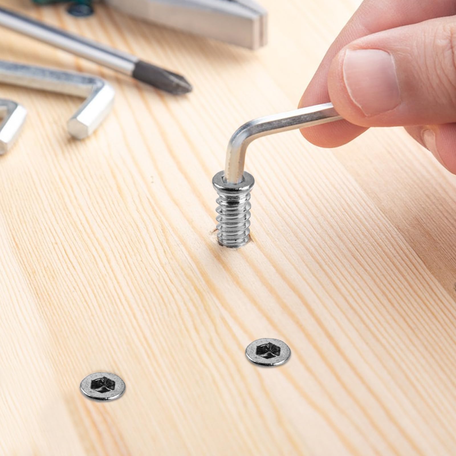 100 dadi di avvitamento M6 x 20 mm, inserto filettato in legno, inserti filettati in acciaio zincato, manicotto filettato a esagono incassato per mobili in legno