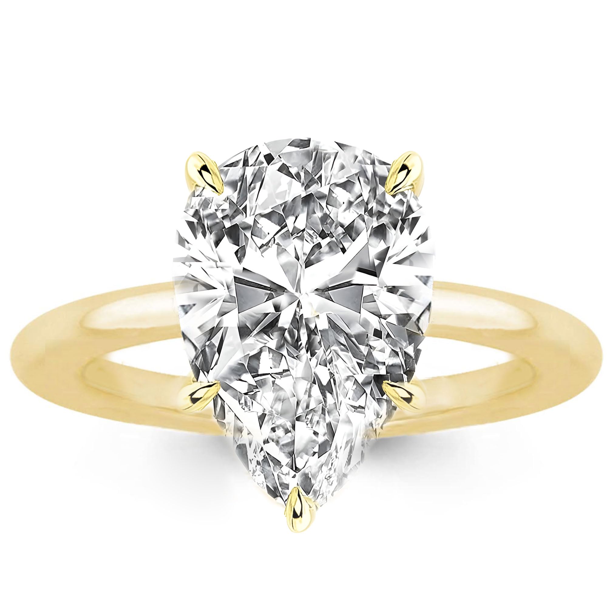 RURULUYA 3.5CT/5CT Pear Shaped Engagement Ring,Solitaire Pear Engagement Rings for Women,S925 Sterling Silver Promise Wedding Ring