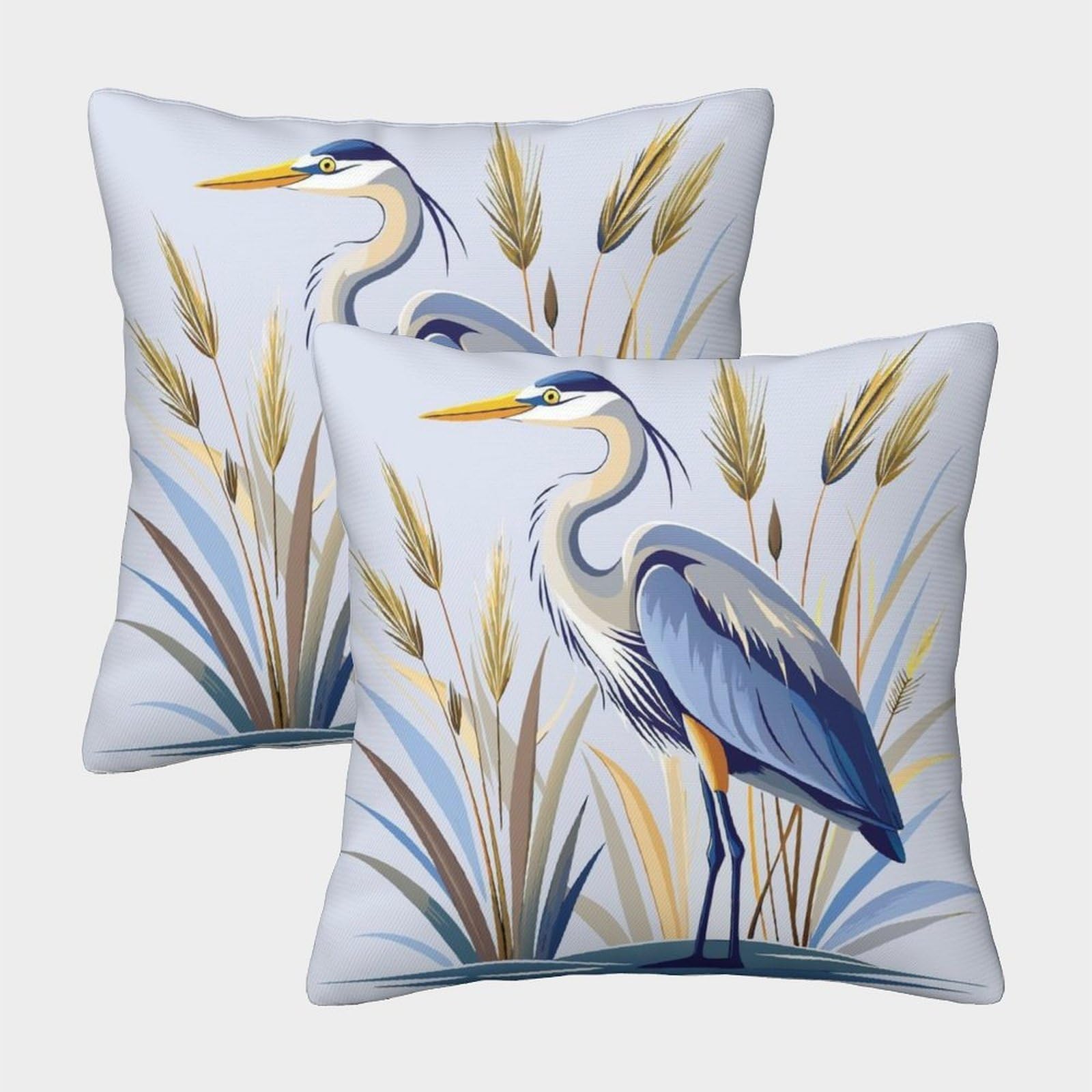 PHQAZWSXE Heron Pillow Cases Set of 2 Cozy Pillowcases Animal Cushion Cover with Invisible Zipper Decor for Couch Livingroom 45x45cm