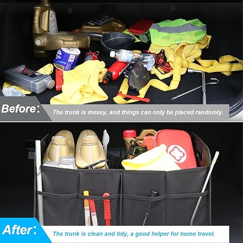 Miniatura 4 de Organizador de maletero de automóvil, contenedores plegables de almacenamiento para maletero de vehículo con asas reforzadas, caja de almacenamiento