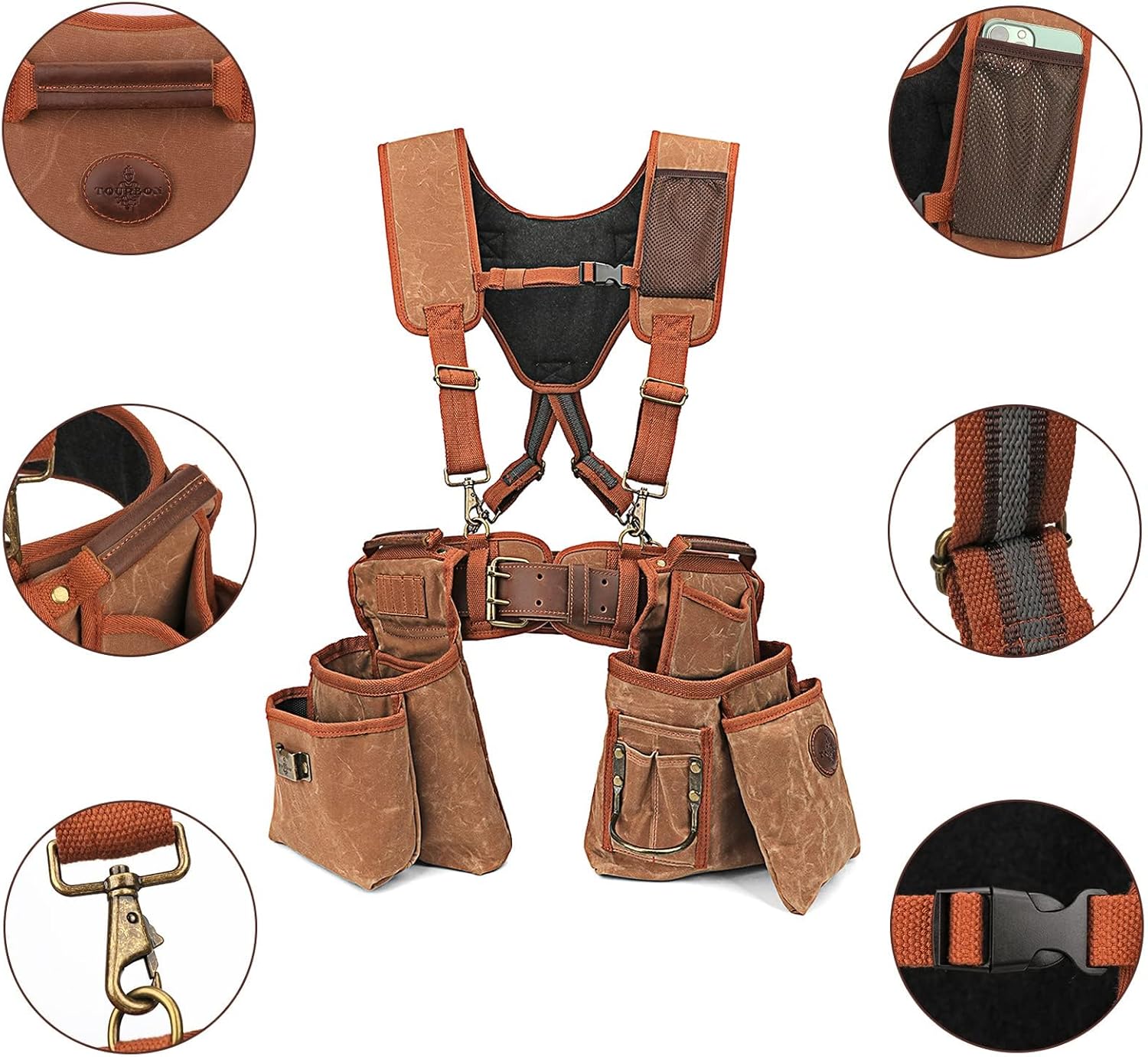 TOURBON 腰袋 3段 作業用 ウエストバッグ 電工 工具入れ 多数ポケット