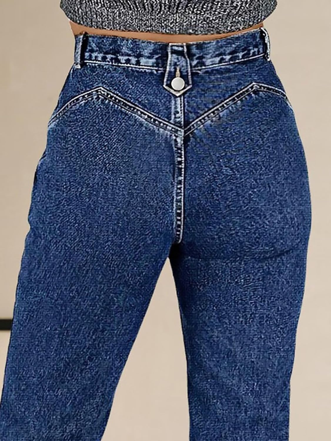 Flamingals Boot Cut Jeans for Women High Rise Vintage Button Decor High Stretch Washed Bell Bottom Flare Denim Jeans - Image 3