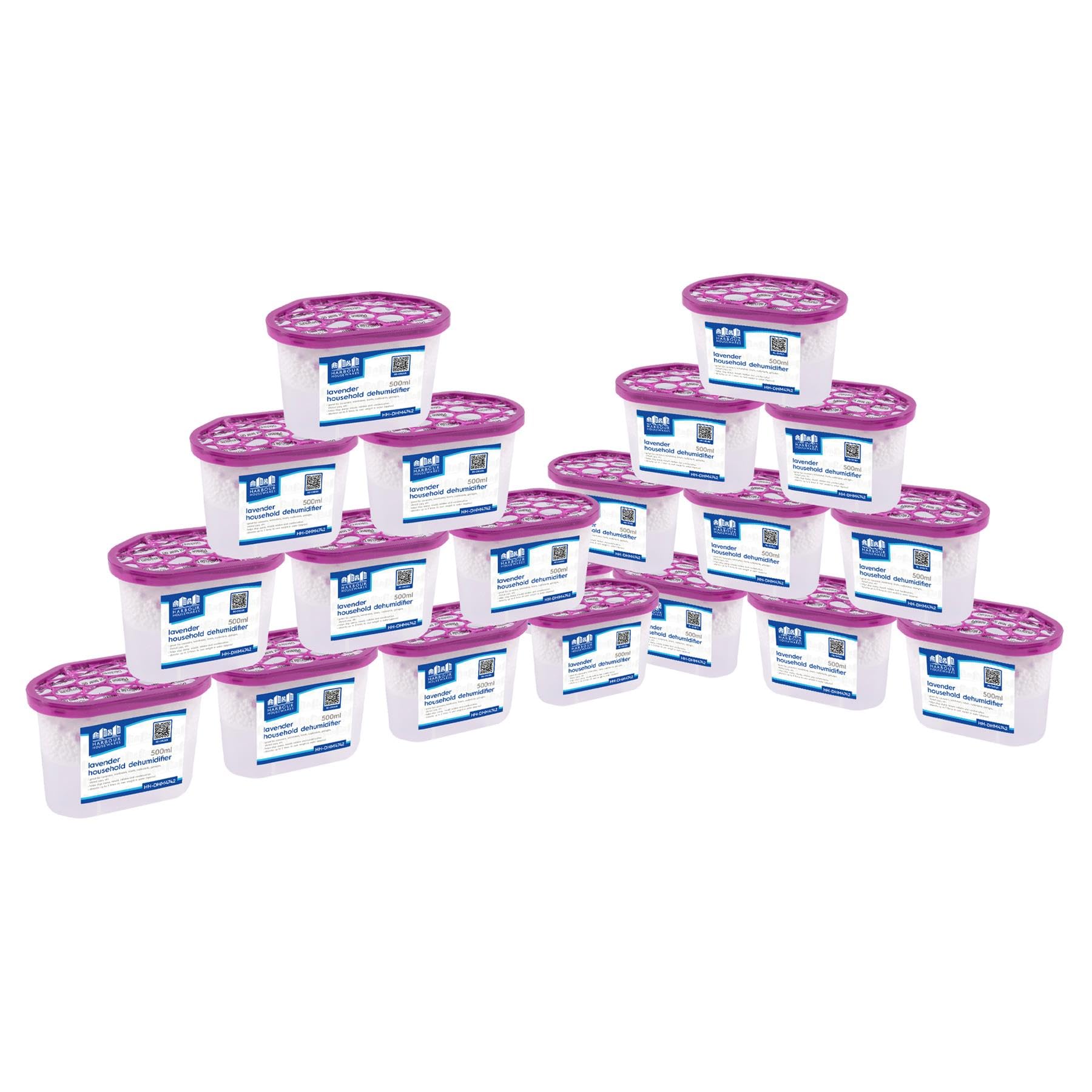 Harbour Housewares 500ml Interior Dehumidifiers - Lavender Scented - Pack of 20 - Purple