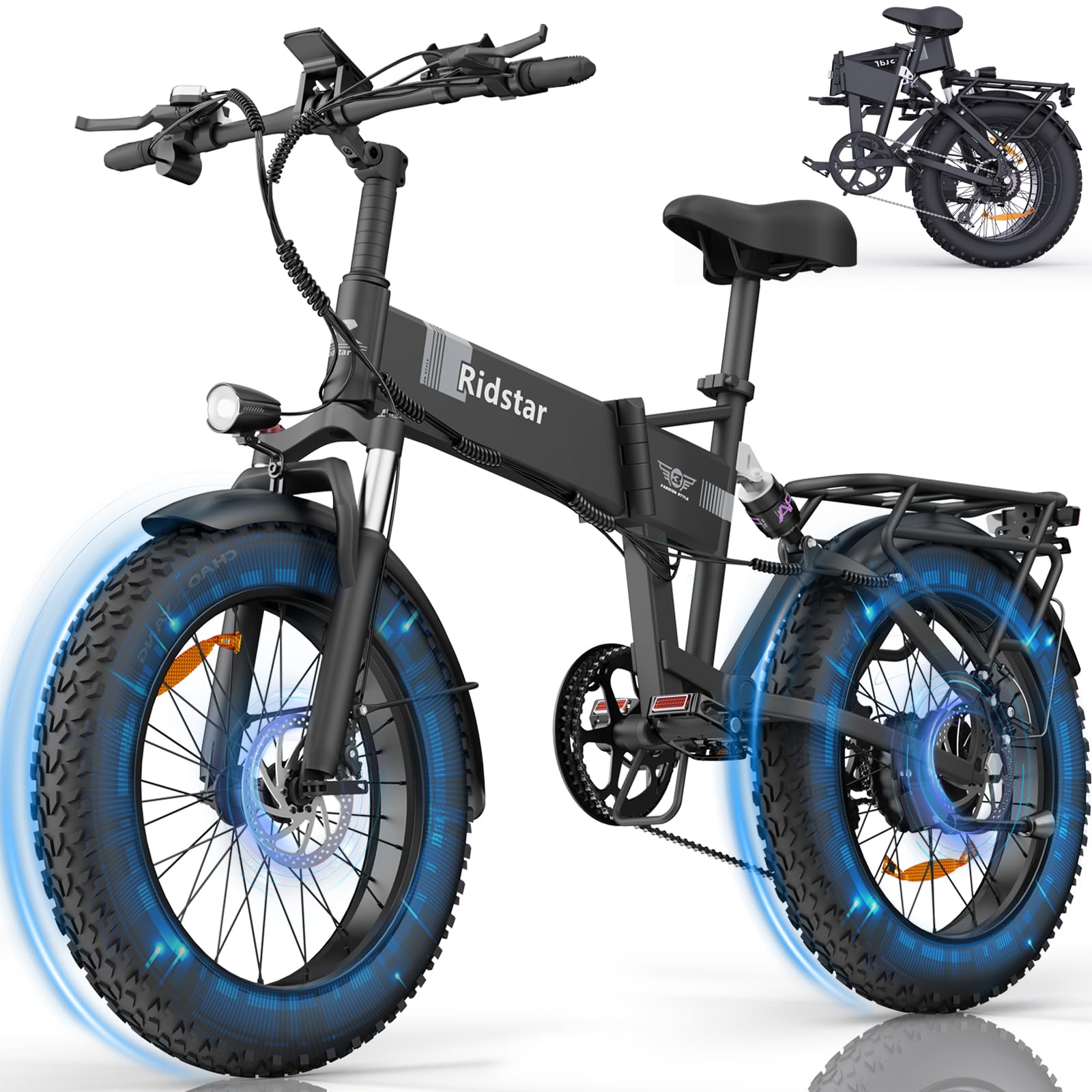 YVY Vélo Électrique Pliable, Autonomie 120km/150km, Batterie Amovible 15/23Ah, 20" Fat Bike Électrique, VTC 7 Vitesses, E-Bike Double Suspension, Double Disque, Écran LCD