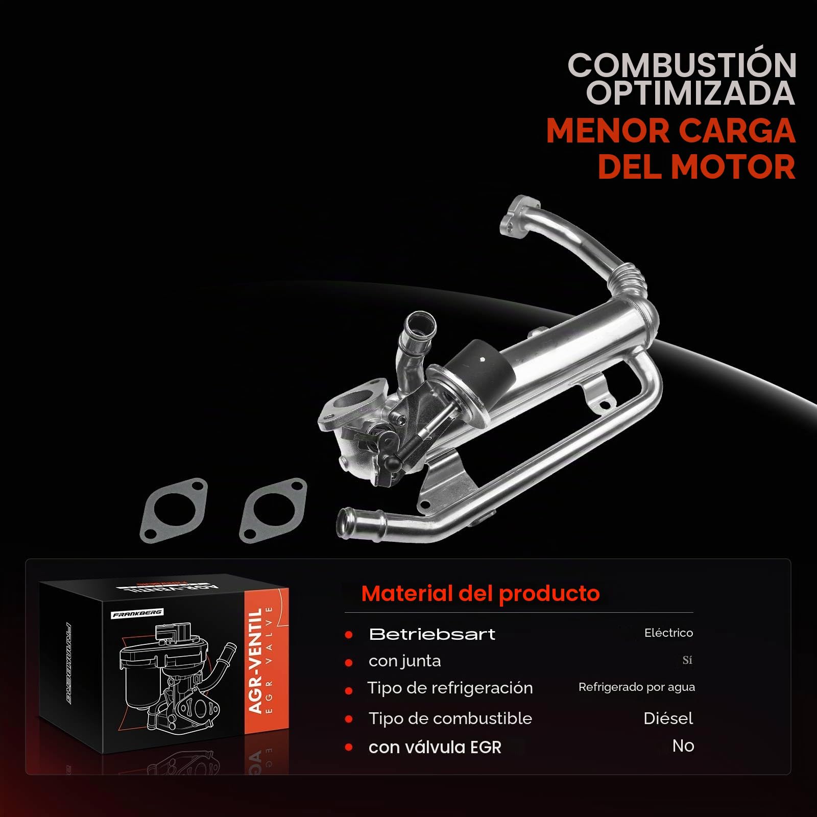 Frankberg Válvula EGR 03G131512AD | Compatible con: P.a.s.s.a.t Variante 35I 3A5, P.a.s.s.a.t Variante 3B5, Altea XL 5P5 5P8, Habitación 5J7, A3 8V1 8VK